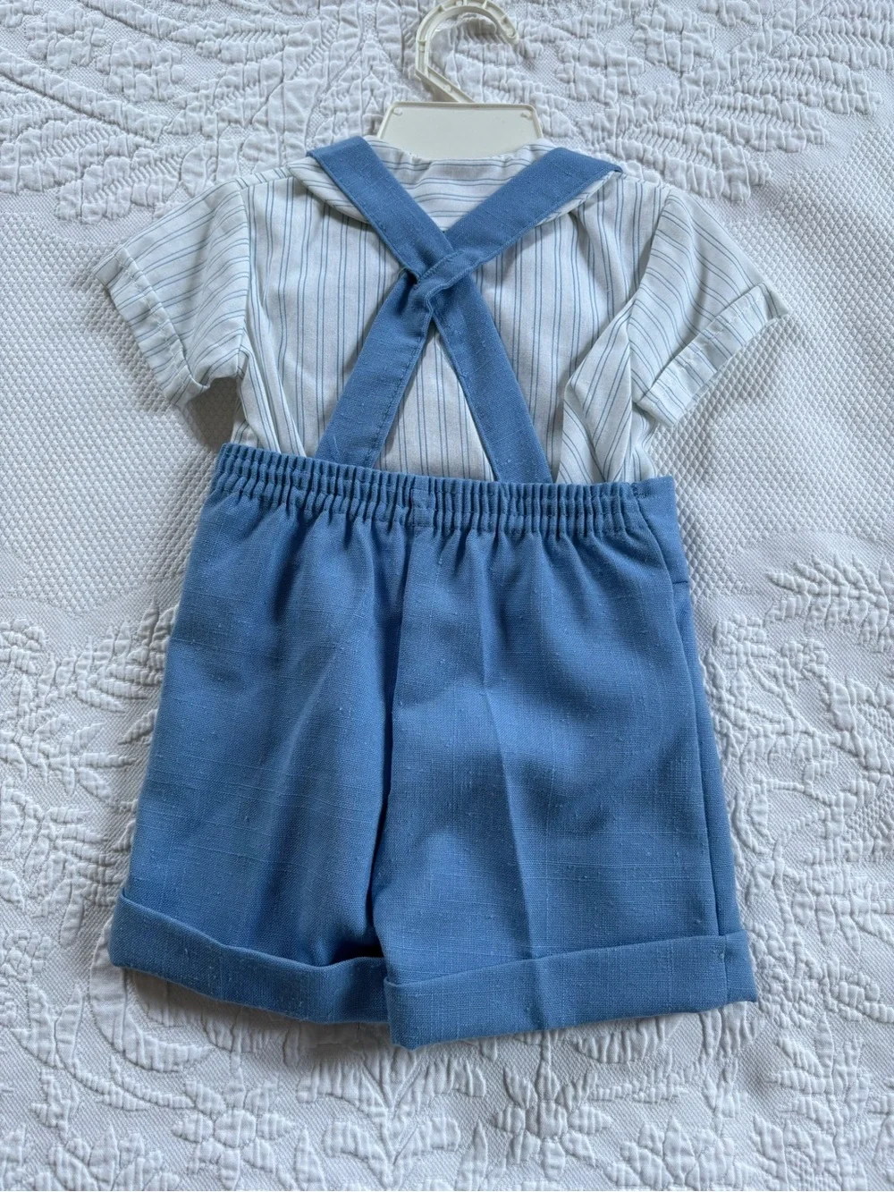 Vintage 70s Good Lad baby boy's blazer suspender shortalls outfit set 12 mos
